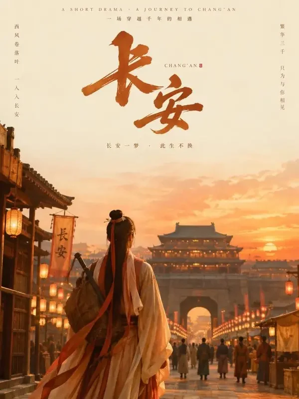 《一梦回长安》短剧封面，穿越短剧题材